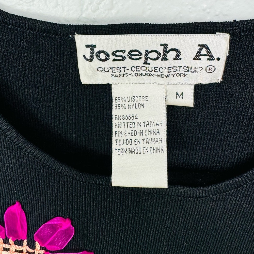 Vintage Embellished Floral Summer Ribbed Knit Midi Top by Joseph A - Picture 3 of 5